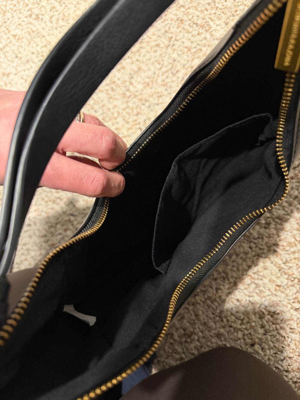 BCBGMaxAzria Classic Black Crescent Shoulder Bag - Women's Hobo - Faux Leather - Picture 3 of 3